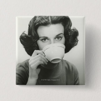 Woman Drinking 15 Cm Square Badge