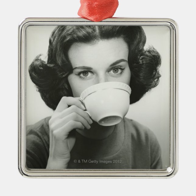 Woman Drinking Metal Tree Decoration (Front)