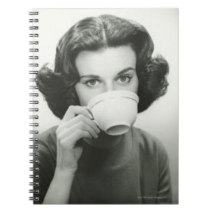 Woman Drinking Notebook
