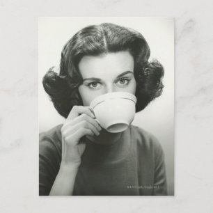 Woman Drinking Postcard