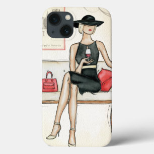 Woman Drinking Red Wine iPhone 13 Case
