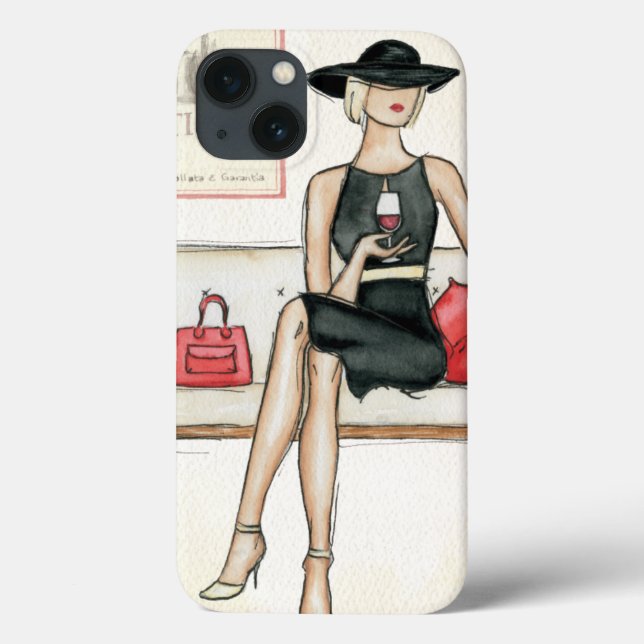 Woman Drinking Red Wine Case-Mate iPhone Case (Back)