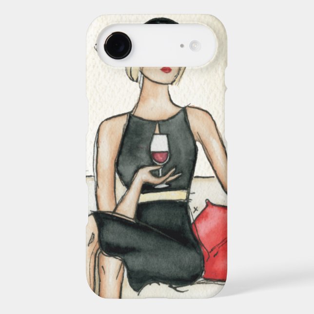 Woman Drinking Red Wine Case-Mate iPhone Case (Back)
