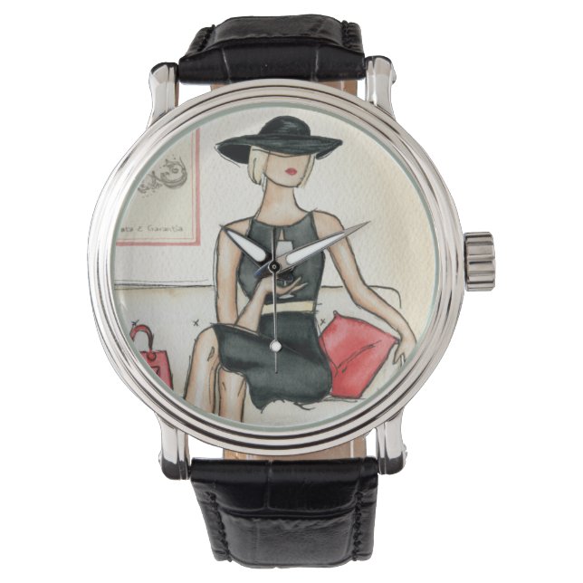 Woman Drinking Red Wine Watch (Front)