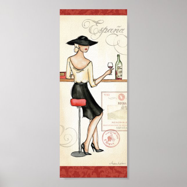 Woman Drinking Spanish Wine Poster (Front)