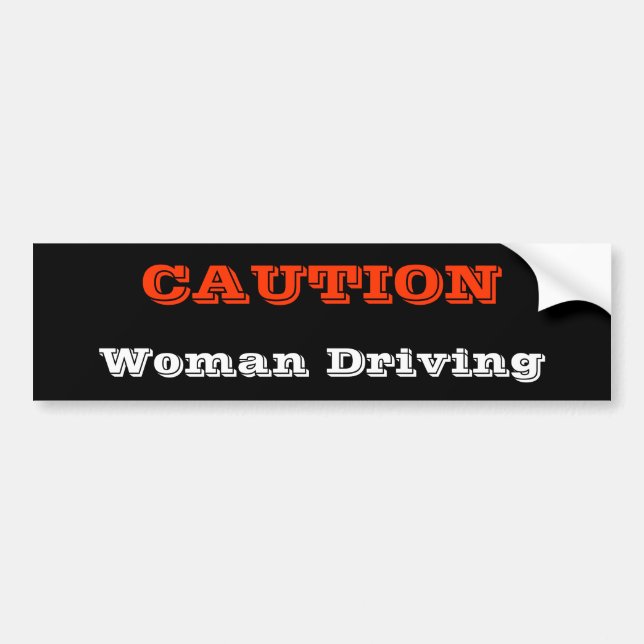 Woman Driving Bumper Sticker (Front)