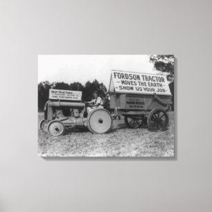 Woman Driving Fordson Tractor Photograph Canvas Print