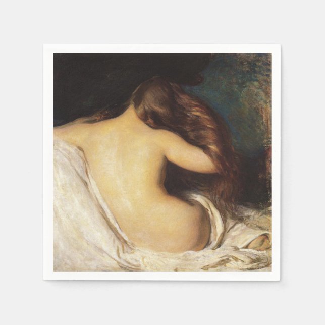 Woman Drying Her Hair (by Joseph DeCamp) Napkin (Front)
