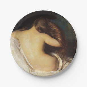 Woman Drying Her Hair (by Joseph DeCamp) Paper Plate