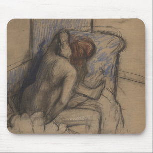 Woman Drying Her Hair Mouse Mat