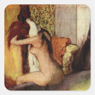 Woman Drying Her Neck Square Sticker