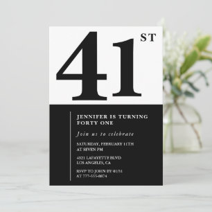 Woman Elegant 41st birthday invitation Black 