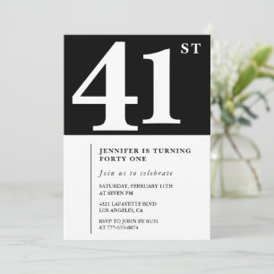 Woman Elegant 41st birthday invitation Chic Simple