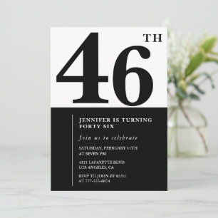 Woman Elegant 46th birthday invitation Black 