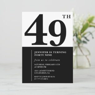 Woman Elegant 49th birthday invitation Black
