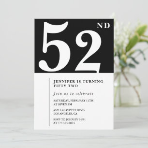 Woman Elegant 52nd birthday invitation Chic Simple