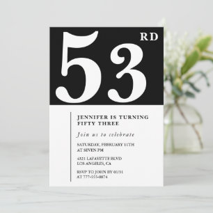 Woman Elegant 53rd birthday invitation Chic Simple