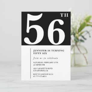 Woman Elegant 56th birthday invitation Chic Simple
