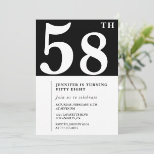 Woman Elegant 58th birthday invitation Chic Simple
