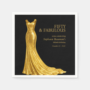 Woman Elegant Fabulous Golden Dress 50th Birthday Napkin