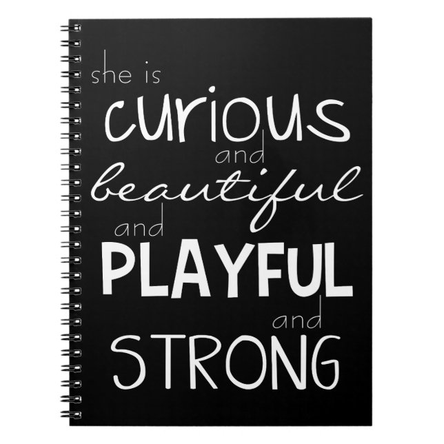 Woman Empowerment Strong Beautiful "She Is" Gift Notebook (Front)