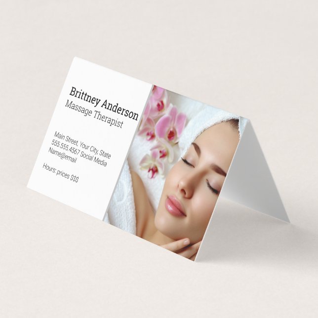 Woman Enjoying Spa | Flower Petals Business Card (Front)