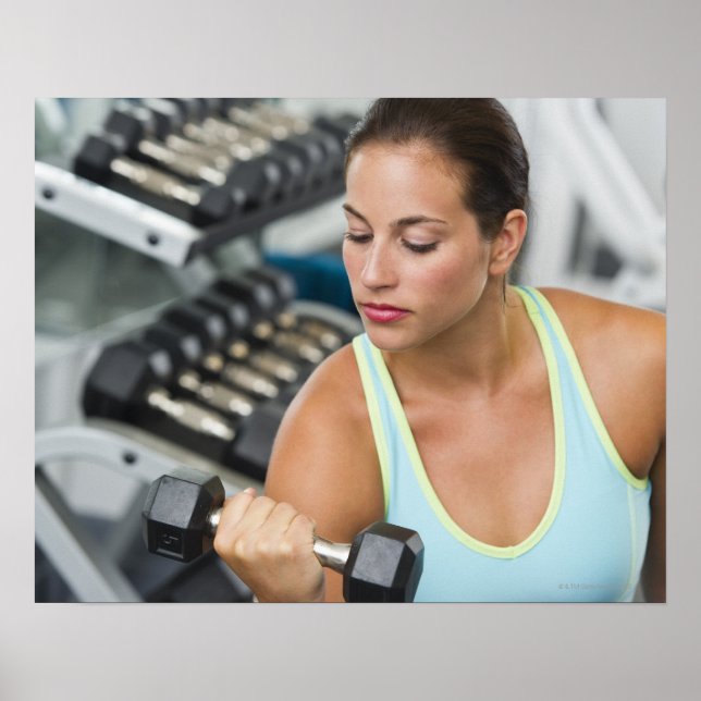 Woman exercising with dumbbells poster (Front)