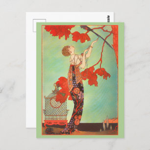 Woman Exotic Vintage Painting Postcard