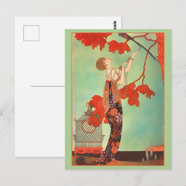 Woman Exotic Vintage Painting Postcard (Front/Back)