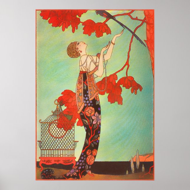 Woman Exotic Vintage Painting Poster (Front)
