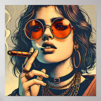 Woman Exuding A Rebellious & Cool Attitude Poster