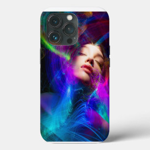 Woman-face-light-painting-light iPhone 13 Pro Case