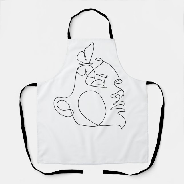 Woman Face Line Art Apron (Front)