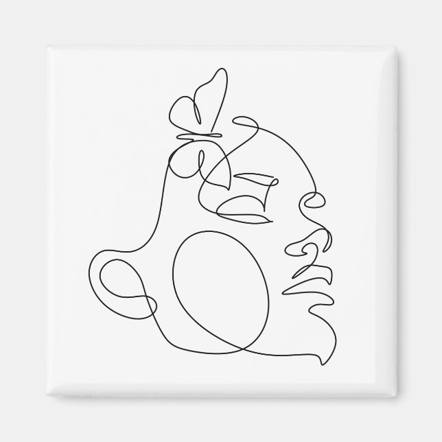 Woman Face Line Art Magnet (Front)