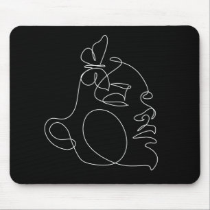 Woman Face Line Art Mouse Mat