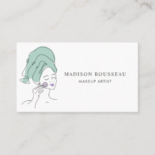 Woman Face Line Drawing Makeup Artist Business Card