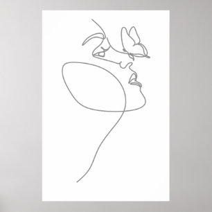 Woman Face Line Poster
