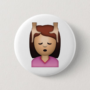 Woman Face Massage - Emoji 6 Cm Round Badge