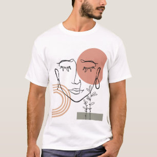 Woman face one line drawing. contemporary template T-Shirt