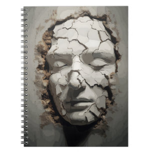 Woman Face Protruding From The Old Plaster  Notebook