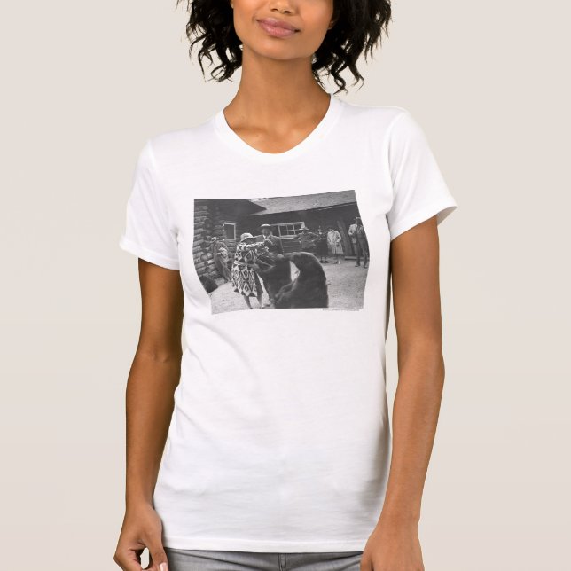 Woman feeding bears. T-Shirt (Front)