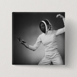 Woman Fencing 15 Cm Square Badge