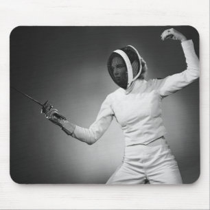 Woman Fencing Mouse Mat