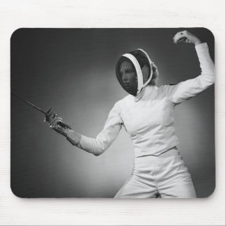 Woman Fencing Mouse Mat