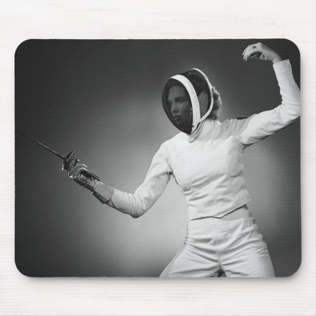 Woman Fencing Mouse Mat (Front)