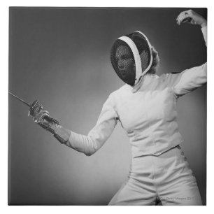 Woman Fencing Tile