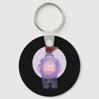 Woman Fight Overdose Purple Ribbon Overdose Awaren Key Ring