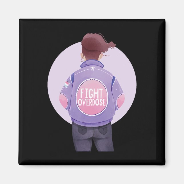 Woman Fight Overdose Purple Ribbon Overdose Awaren Magnet (Front)