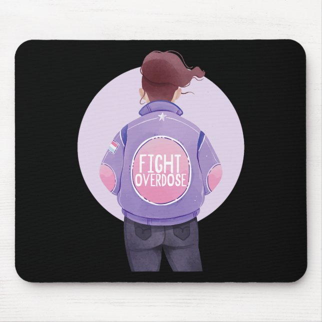 Woman Fight Overdose Purple Ribbon Overdose Awaren Mouse Mat (Front)