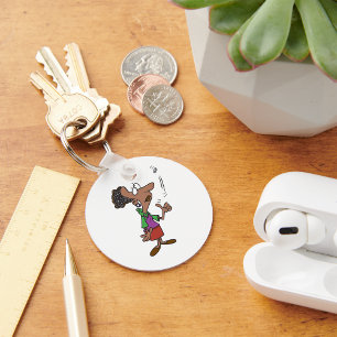 Woman Flipping A Coin Key Ring